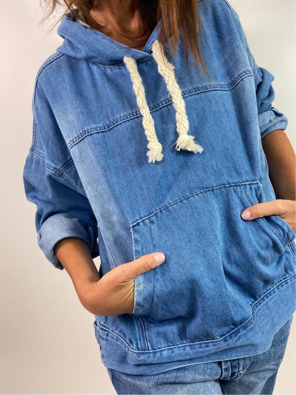 Sweat Baltazar à Capuche en Denim