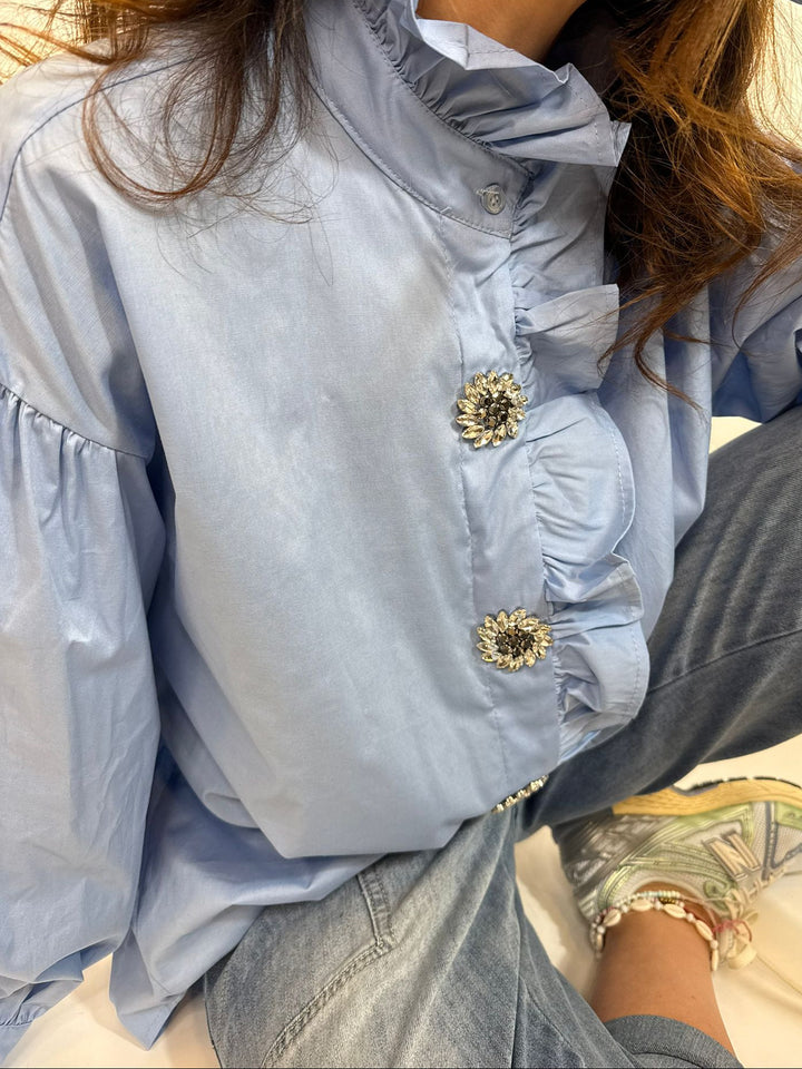 Chemise Mathilda Melle D bleue col