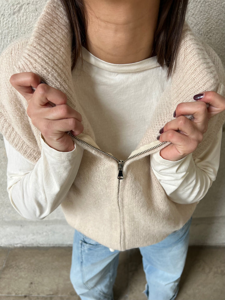 Melle D  Gilet Tamor  ecru 