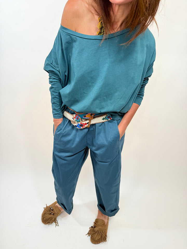 Pantalon Teo Bleu Petrole 1