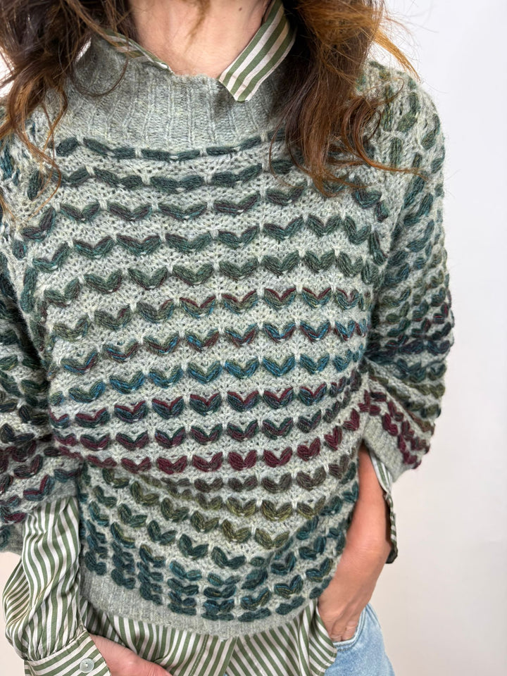 Pull Jerey Melle D vert d'eau col