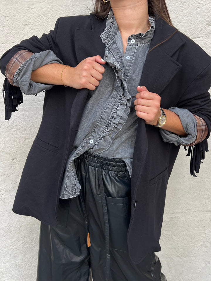 Veste Frangia Melle D  Noire 