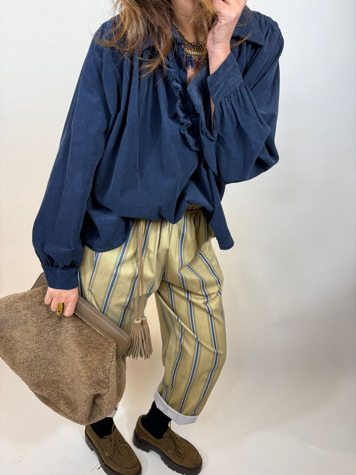 blouse liné marine look