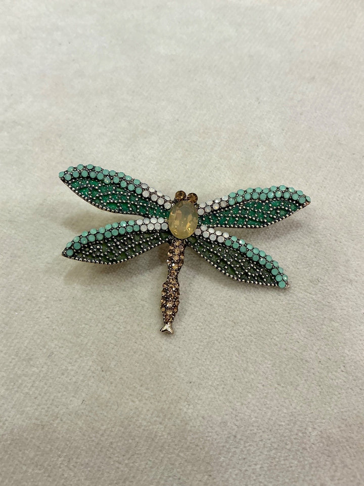 broche libellule vert d'eau