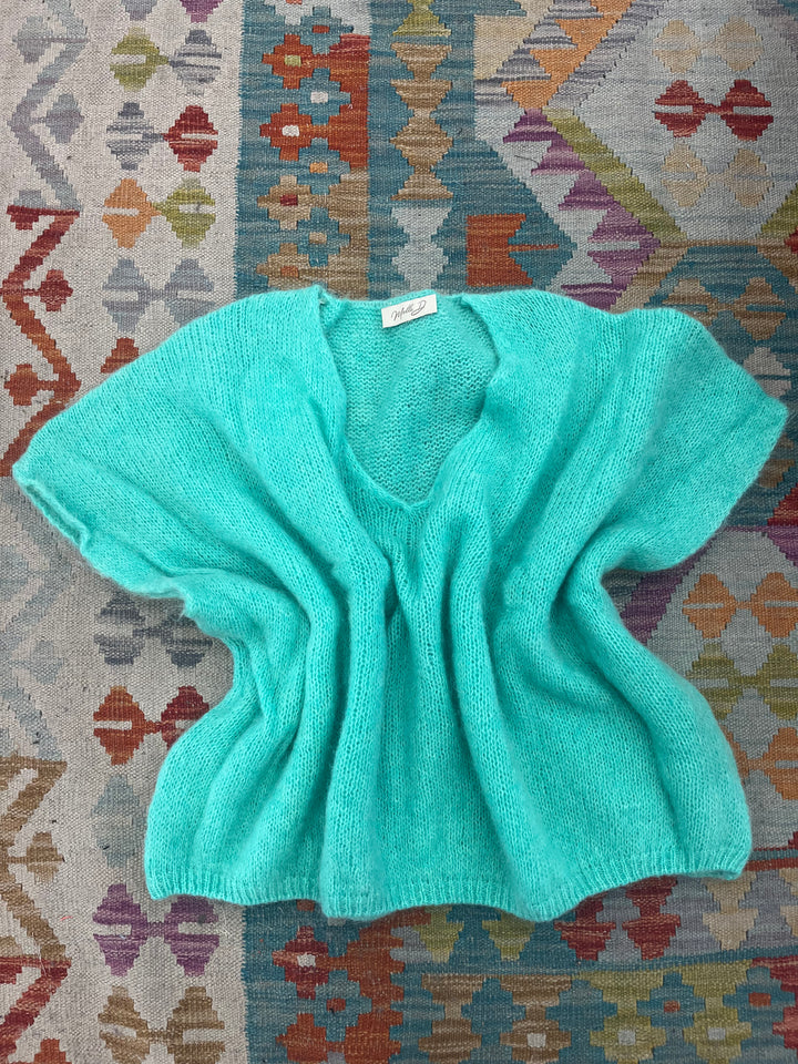 pull jean turquoise
